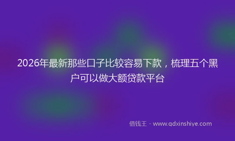 2026年最新那些口子比较容易下款，梳理五个黑户可以做大额贷款平台