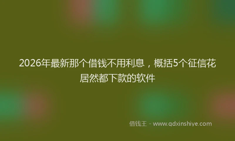 2026年最新那个借钱不用利息，概括5个征信花居然都下款的软件