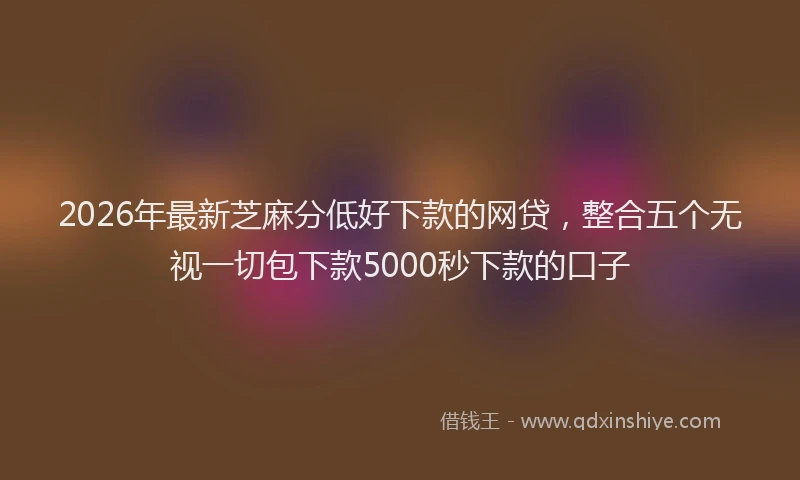 2026年最新芝麻分低好下款的网贷，整合五个无视一切包下款5000秒下款的口子