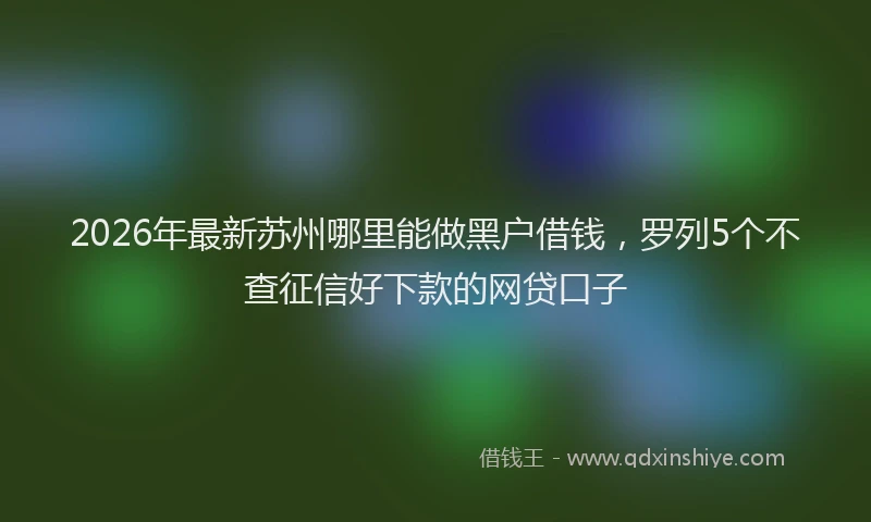 2026年最新苏州哪里能做黑户借钱，罗列5个不查征信好下款的网贷口子
