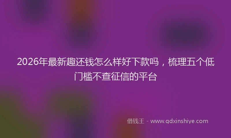 2026年最新趣还钱怎么样好下款吗，梳理五个低门槛不查征信的平台