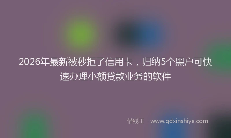 2026年最新被秒拒了信用卡，归纳5个黑户可快速办理小额贷款业务的软件