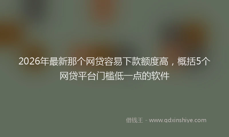 2026年最新那个网贷容易下款额度高，概括5个网贷平台门槛低一点的软件