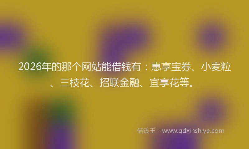 2026年的那个网站能借钱有：惠享宝券、小麦粒、三枝花、招联金融、宜享花等。