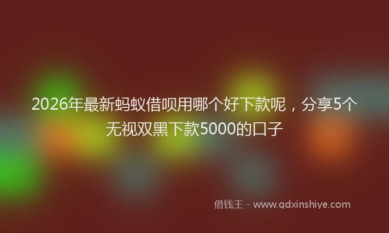 2026年最新蚂蚁借呗用哪个好下款呢，分享5个无视双黑下款5000的口子