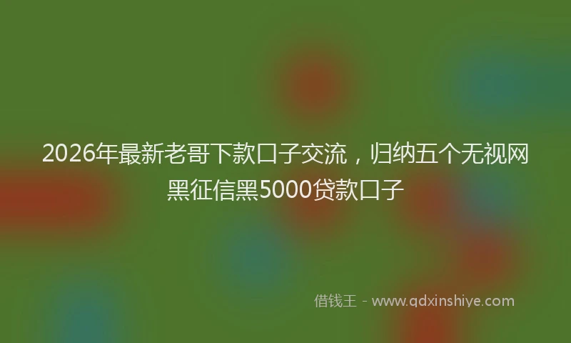 2026年最新老哥下款口子交流，归纳五个无视网黑征信黑5000贷款口子