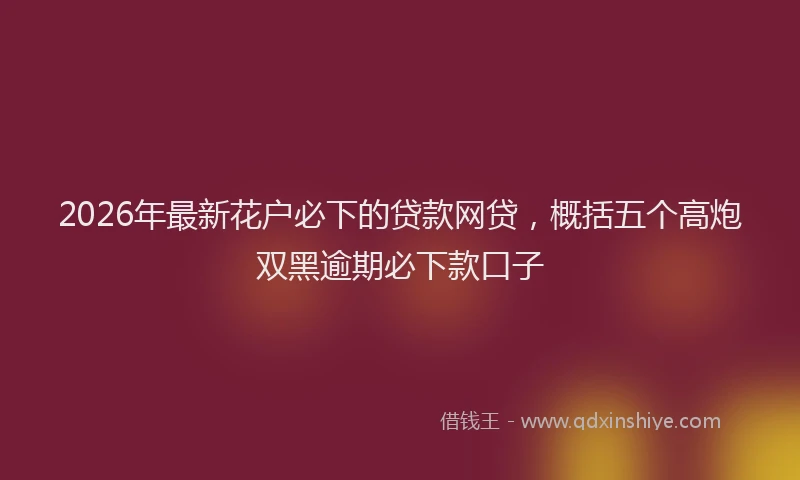 2026年最新花户必下的贷款网贷，概括五个高炮双黑逾期必下款口子
