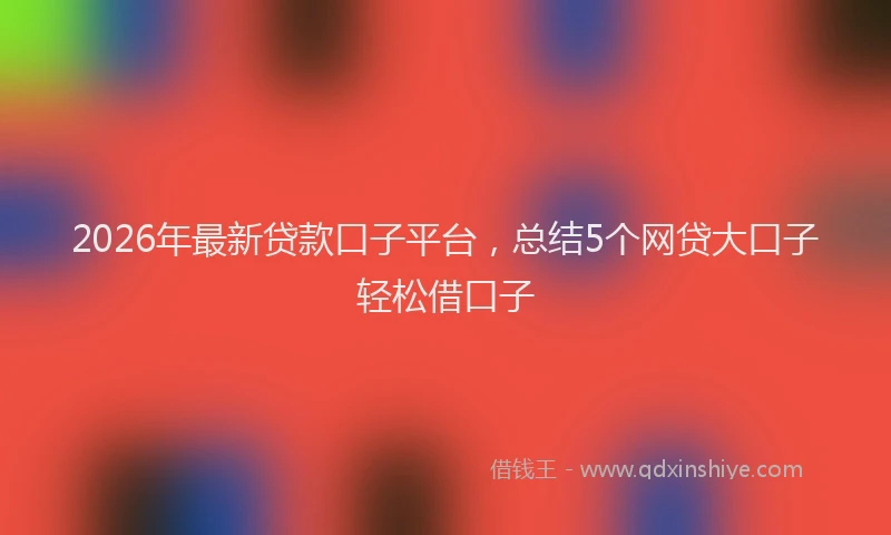 2026年最新贷款口子平台，总结5个网贷大口子轻松借口子