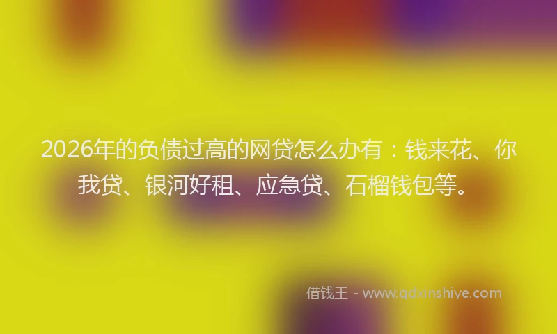 2026年的负债过高的网贷怎么办有：钱来花、你我贷、银河好租、应急贷、石榴钱包等。