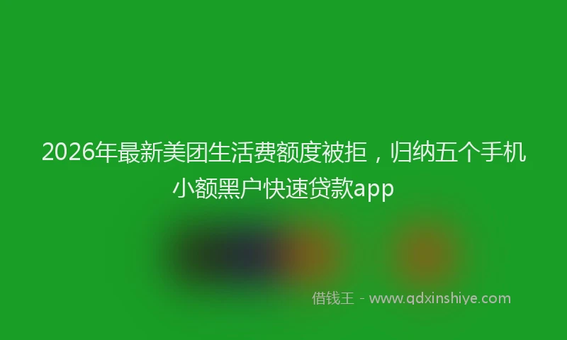 2026年最新美团生活费额度被拒，归纳五个手机小额黑户快速贷款app