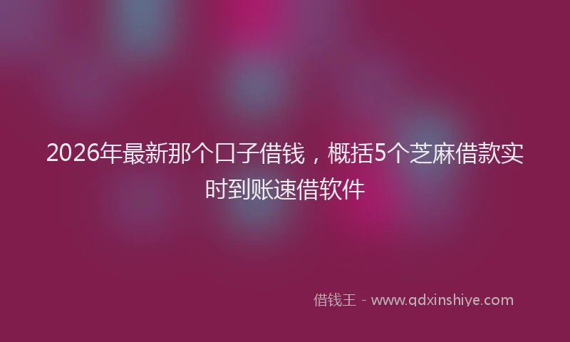 2026年最新那个口子借钱，概括5个芝麻借款实时到账速借软件