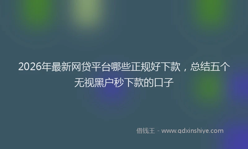 2026年最新网贷平台哪些正规好下款，总结五个无视黑户秒下款的口子
