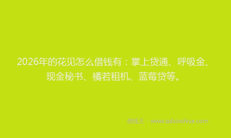2026年的花见怎么借钱有：掌上贷通、呼吸金、现金秘书、橘若租机、蓝莓贷等。