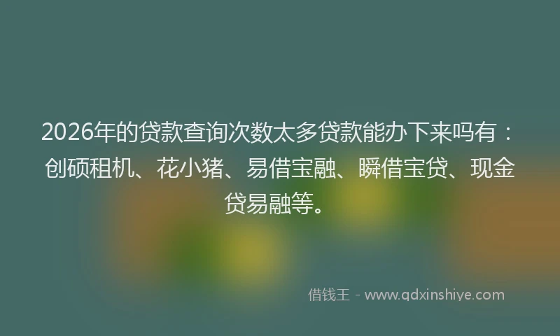 2026年的贷款查询次数太多贷款能办下来吗有：创硕租机、花小猪、易借宝融、瞬借宝贷、现金贷易融等。