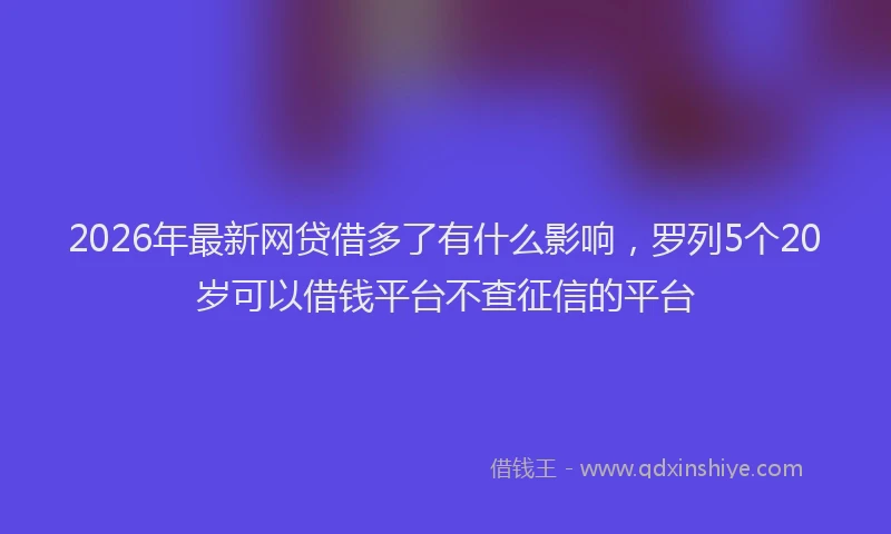 2026年最新网贷借多了有什么影响，罗列5个20岁可以借钱平台不查征信的平台