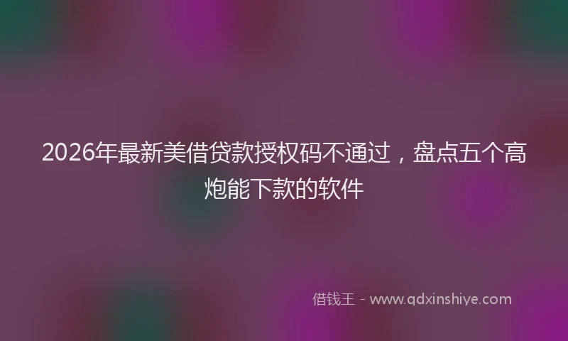 2026年最新美借贷款授权码不通过，盘点五个高炮能下款的软件