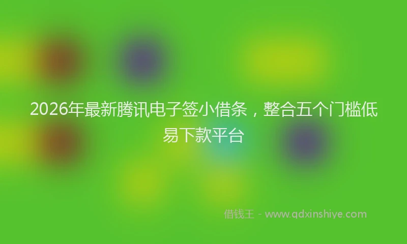 2026年最新腾讯电子签小借条，整合五个门槛低易下款平台