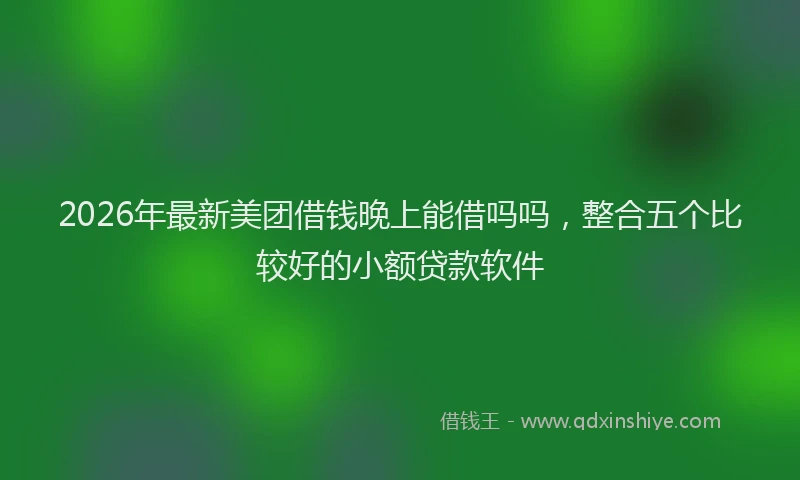 2026年最新美团借钱晚上能借吗吗，整合五个比较好的小额贷款软件
