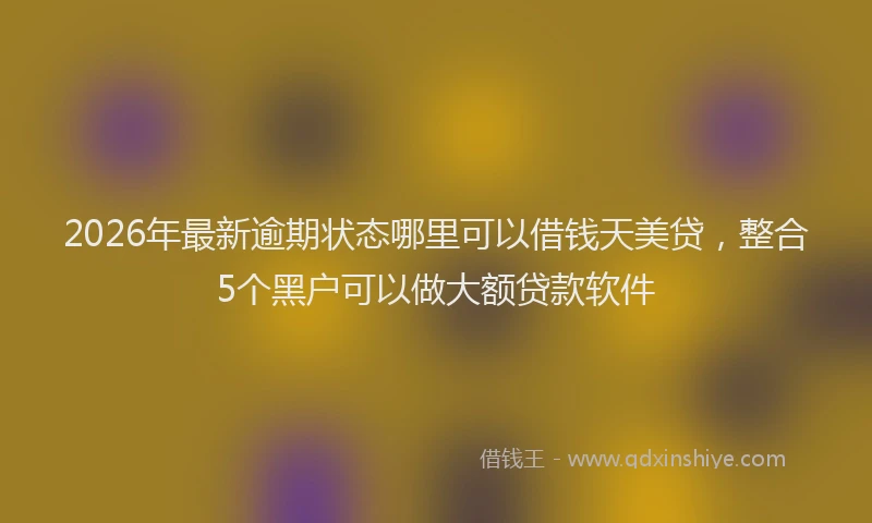 2026年最新逾期状态哪里可以借钱天美贷，整合5个黑户可以做大额贷款软件