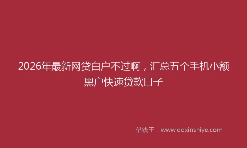 2026年最新网贷白户不过啊，汇总五个手机小额黑户快速贷款口子