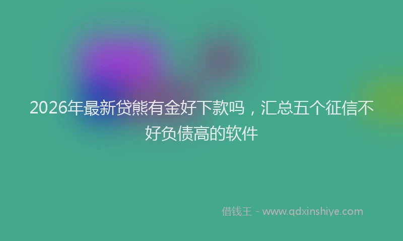 2026年最新贷熊有金好下款吗，汇总五个征信不好负债高的软件