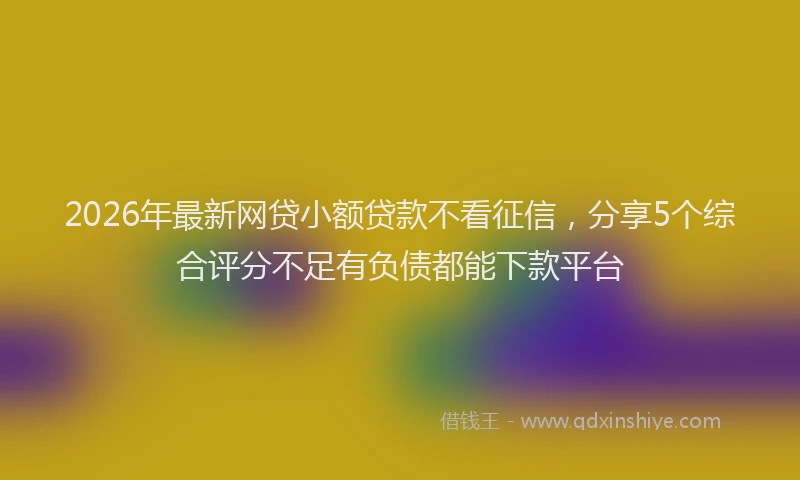 2026年最新网贷小额贷款不看征信，分享5个综合评分不足有负债都能下款平台