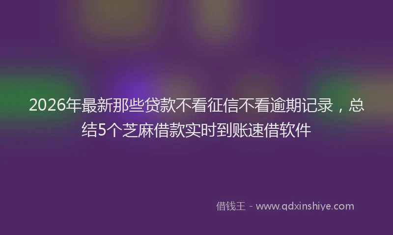 2026年最新那些贷款不看征信不看逾期记录，总结5个芝麻借款实时到账速借软件