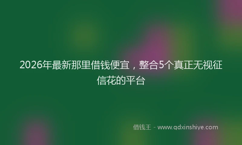 2026年最新那里借钱便宜，整合5个真正无视征信花的平台