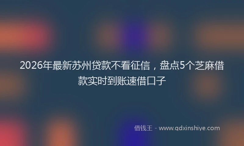 2026年最新苏州贷款不看征信，盘点5个芝麻借款实时到账速借口子