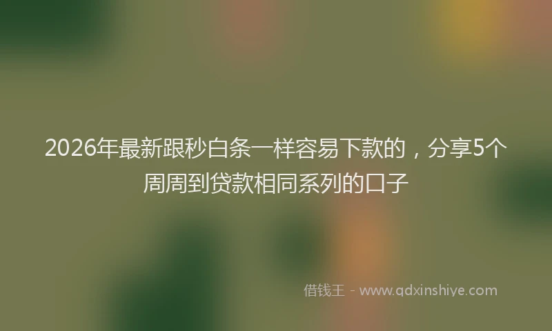 2026年最新跟秒白条一样容易下款的，分享5个周周到贷款相同系列的口子