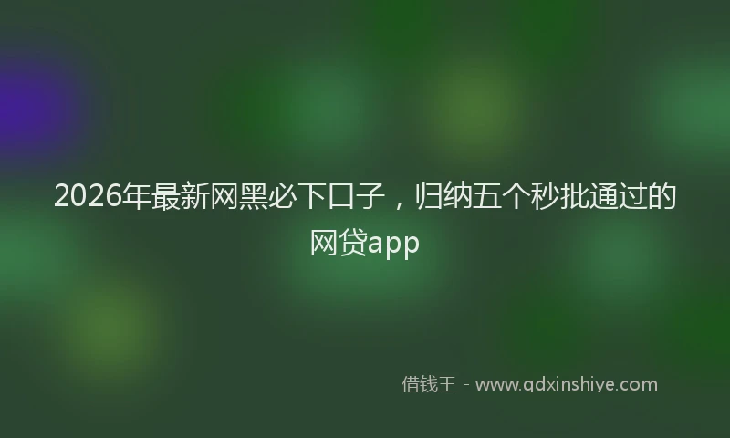2026年最新网黑必下口子，归纳五个秒批通过的网贷app