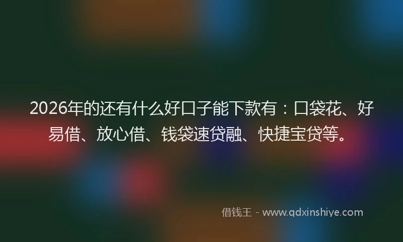 2026年的还有什么好口子能下款有：口袋花、好易借、放心借、钱袋速贷融、快捷宝贷等。