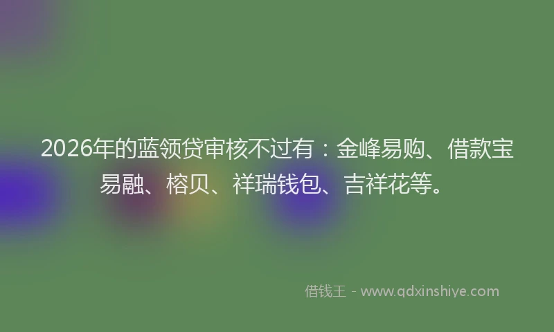 2026年的蓝领贷审核不过有：金峰易购、借款宝易融、榕贝、祥瑞钱包、吉祥花等。