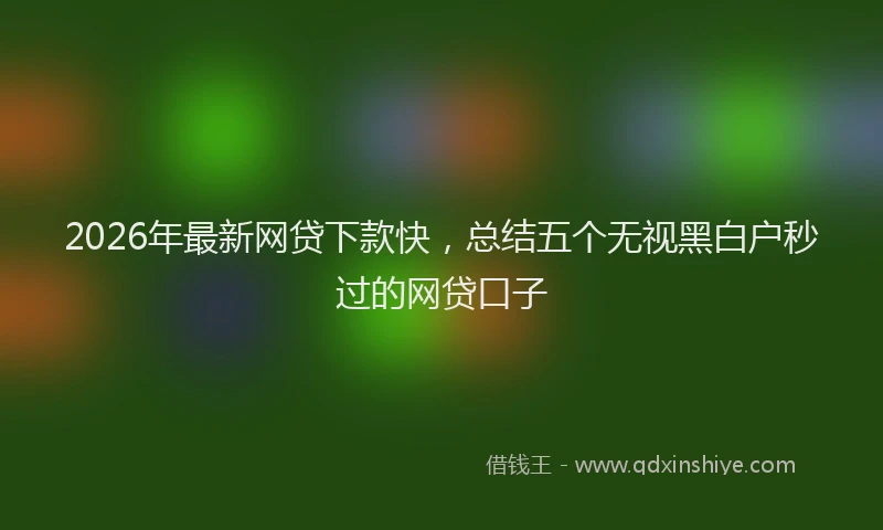 2026年最新网贷下款快，总结五个无视黑白户秒过的网贷口子