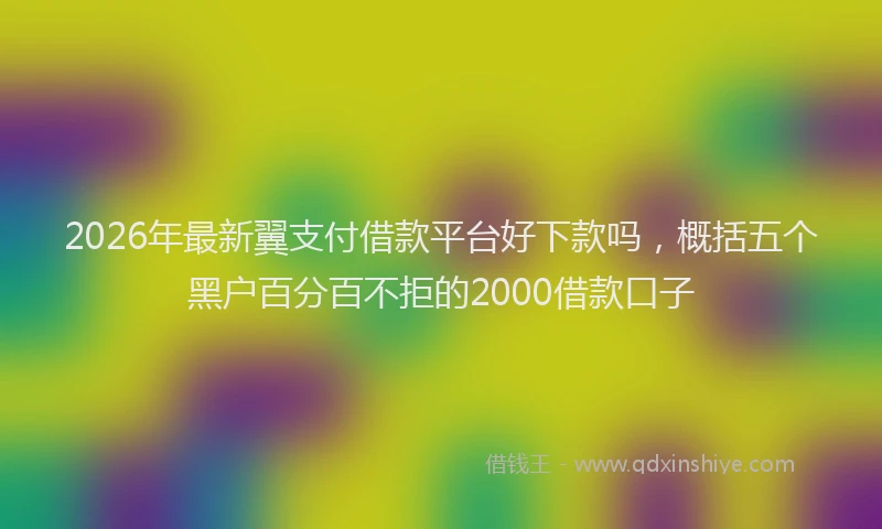 2026年最新翼支付借款平台好下款吗，概括五个黑户百分百不拒的2000借款口子