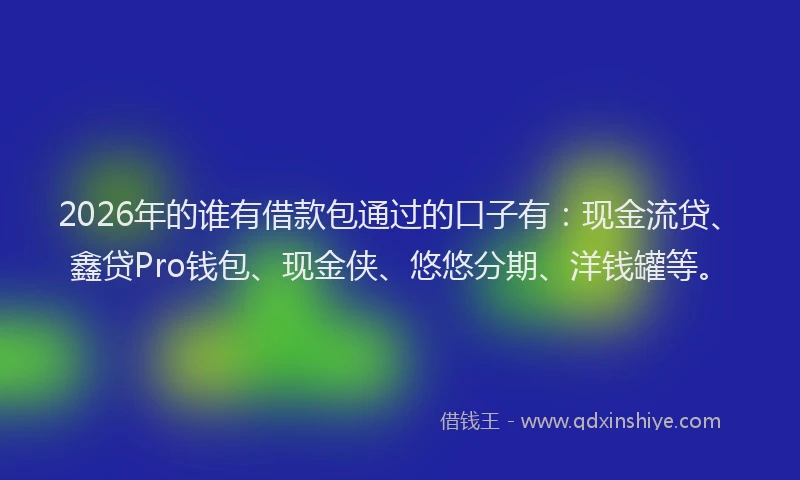 2026年的谁有借款包通过的口子有：现金流贷、鑫贷Pro钱包、现金侠、悠悠分期、洋钱罐等。