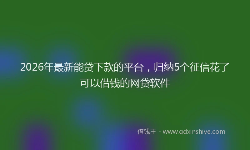 2026年最新能贷下款的平台，归纳5个征信花了可以借钱的网贷软件
