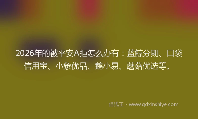 2026年的被平安A拒怎么办有：蓝鲸分期、口袋信用宝、小象优品、鹅小易、蘑菇优选等。