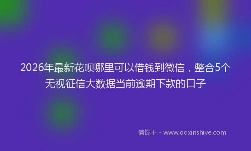 2026年最新花呗哪里可以借钱到微信，整合5个无视征信大数据当前逾期下款的口子