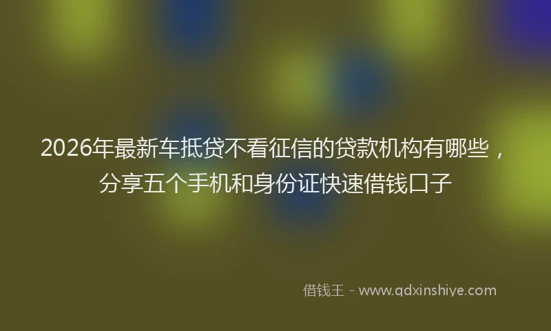 2026年最新车抵贷不看征信的贷款机构有哪些，分享五个手机和身份证快速借钱口子