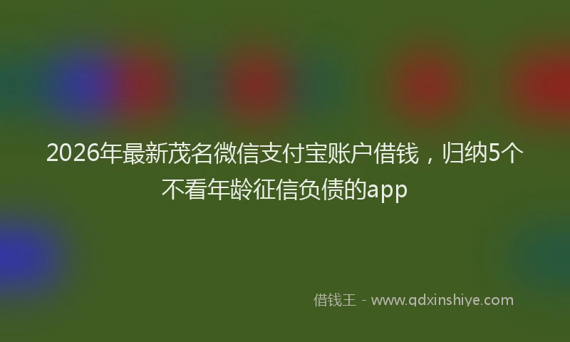 2026年最新茂名微信支付宝账户借钱，归纳5个不看年龄征信负债的app