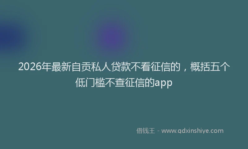 2026年最新自贡私人贷款不看征信的，概括五个低门槛不查征信的app