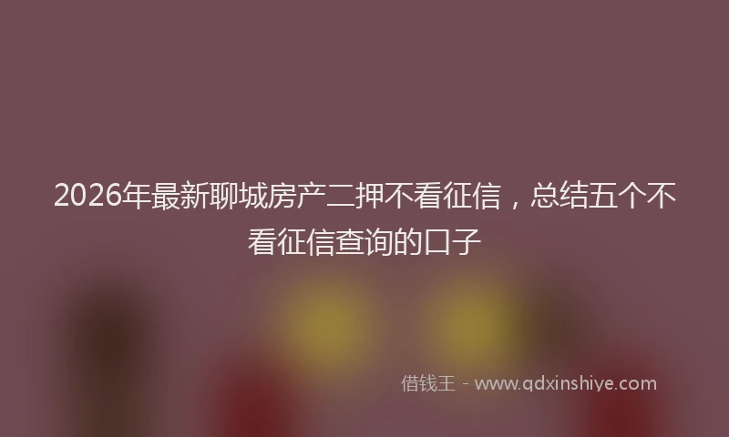 2026年最新聊城房产二押不看征信，总结五个不看征信查询的口子