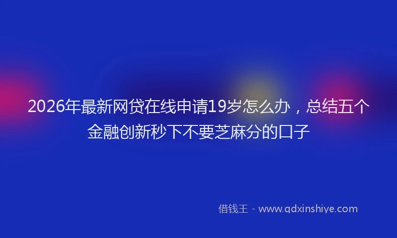 2026年最新网贷在线申请19岁怎么办，总结五个金融创新秒下不要芝麻分的口子