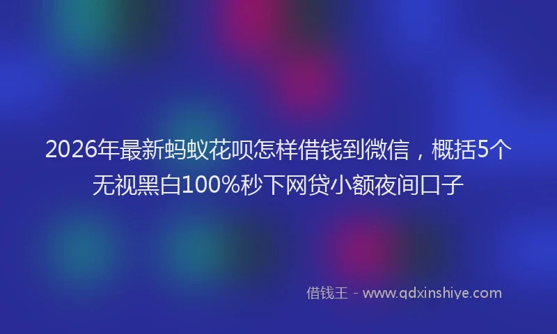2026年最新蚂蚁花呗怎样借钱到微信，概括5个无视黑白100%秒下网贷小额夜间口子