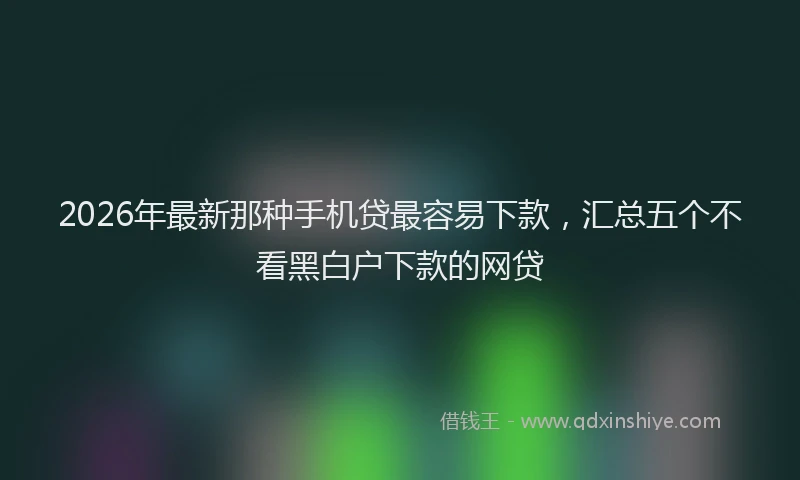 2026年最新那种手机贷最容易下款，汇总五个不看黑白户下款的网贷
