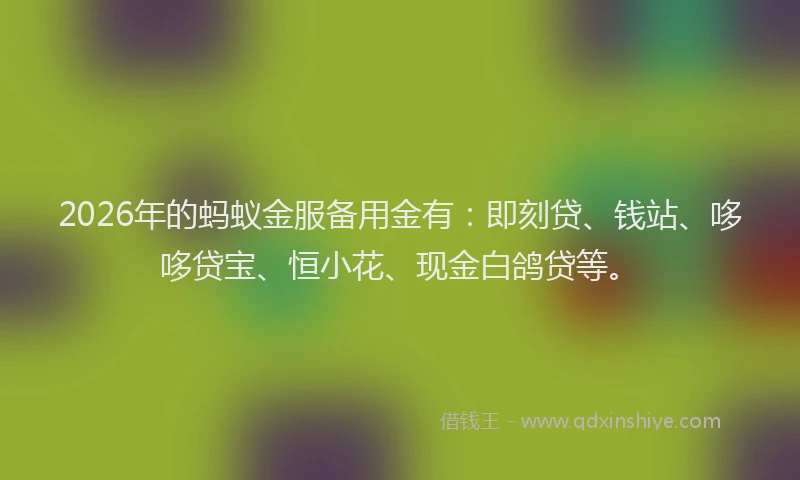 2026年的蚂蚁金服备用金有：即刻贷、钱站、哆哆贷宝、恒小花、现金白鸽贷等。