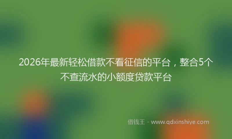 2026年最新轻松借款不看征信的平台，整合5个不查流水的小额度贷款平台