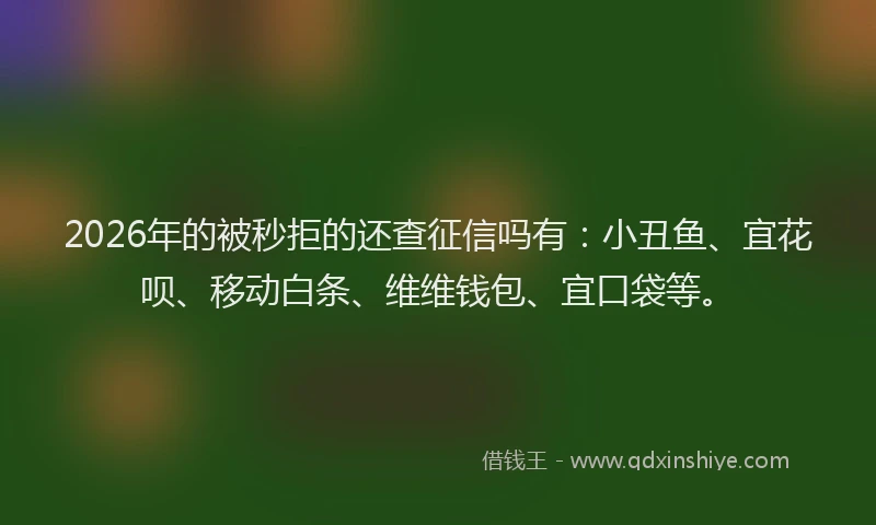 2026年的被秒拒的还查征信吗有：小丑鱼、宜花呗、移动白条、维维钱包、宜口袋等。