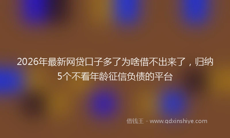 2026年最新网贷口子多了为啥借不出来了，归纳5个不看年龄征信负债的平台